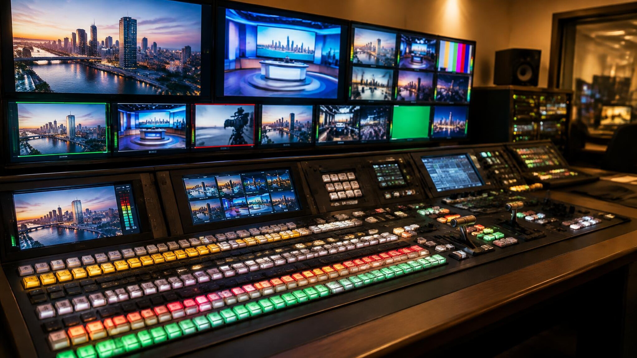 Technical director working at a broadcast switcher console