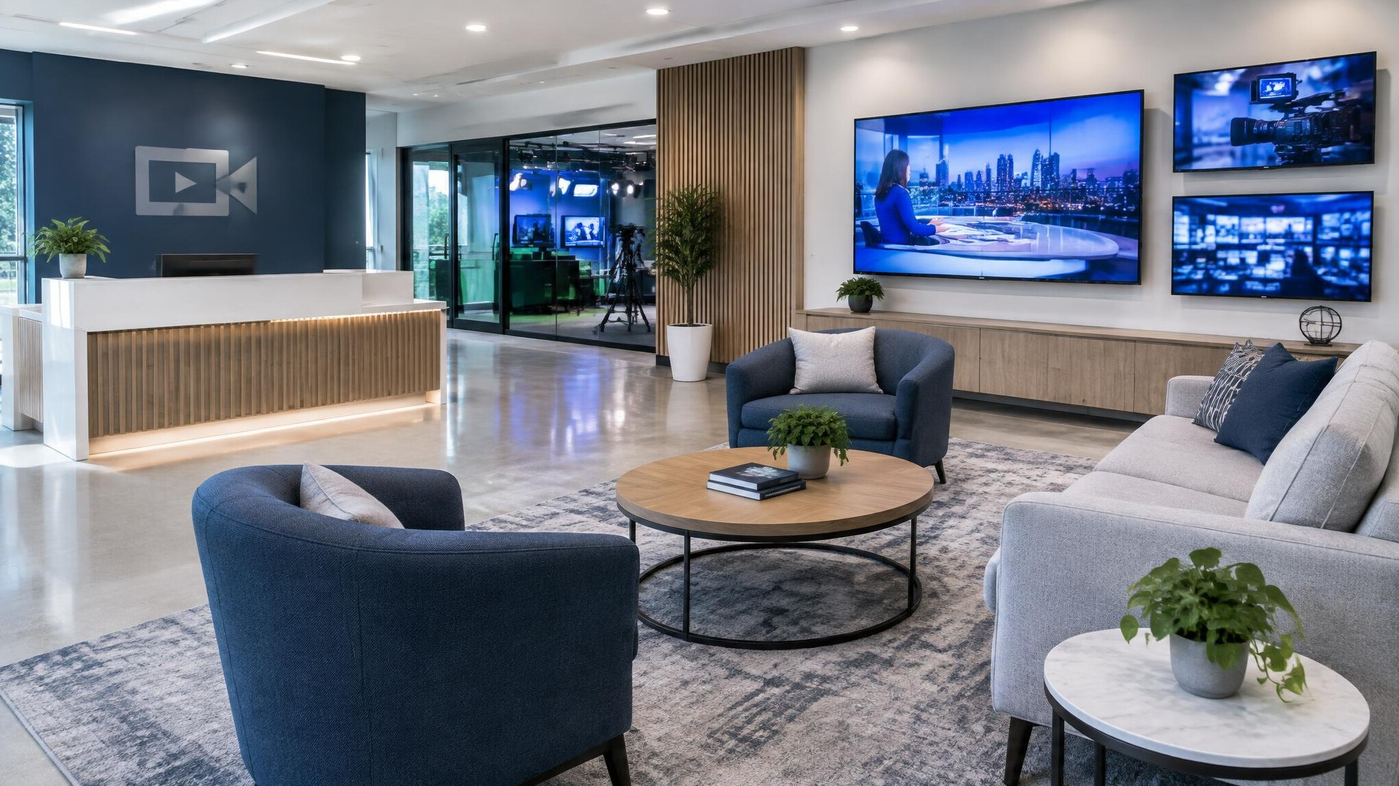 Reception area of a media training facility